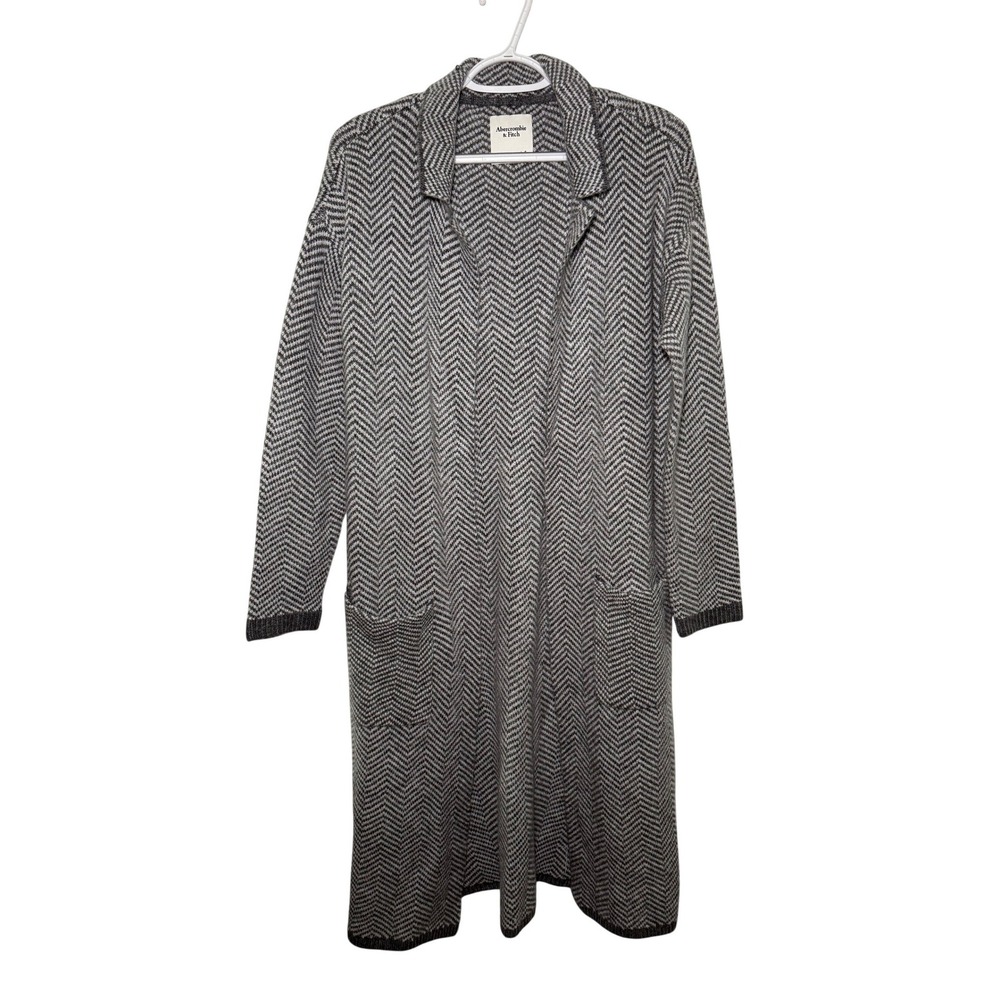 Abercrombie Fitch Long Duster Herringbone Knit Cardigan Sweater‎  Womens Small